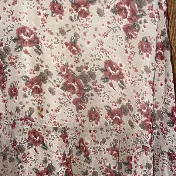 Scrap-Work Large Dress Lace Hem Brown Floral Scrap Work Romantic - Picture 11 of 11